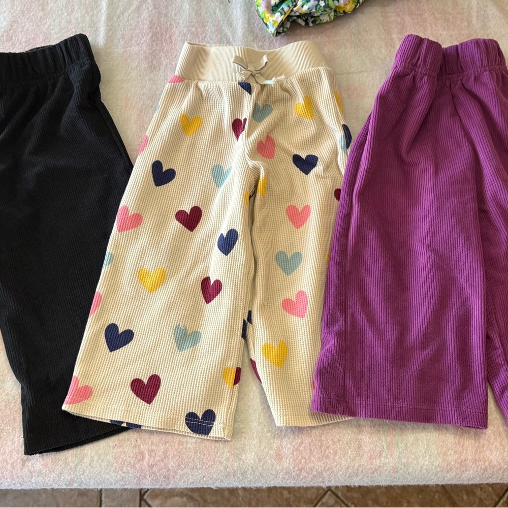 WonderWink Kids Sweatpants - Black, Cream with Multicolor Hearts, Purple